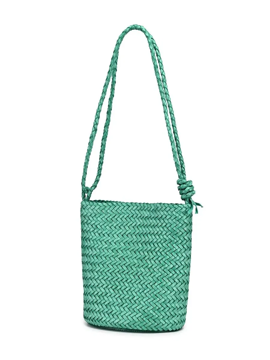Плетеная сумка-ведро мини Reed Mini Woven Bucket Crossbody Bag OLD TREND — изображение 3 из 7, зеленый
