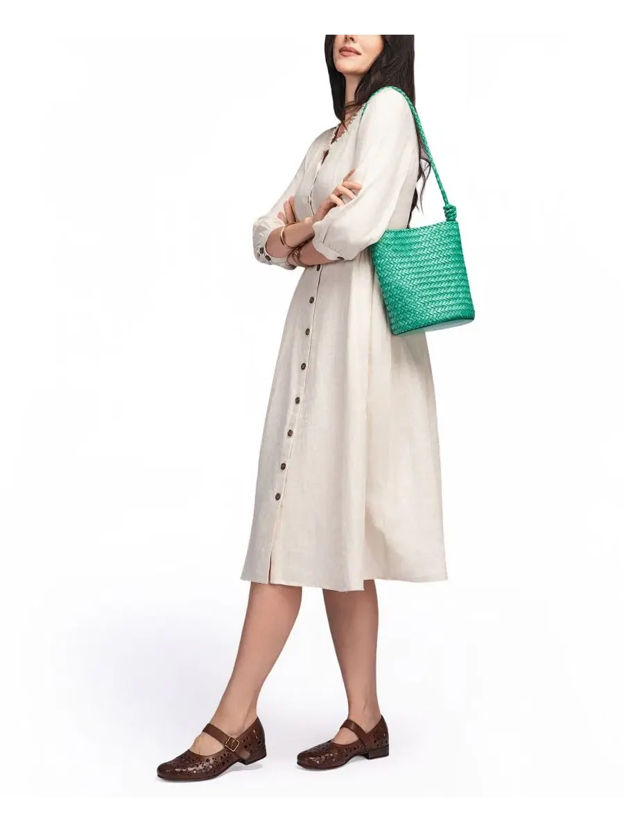 Плетеная сумка-ведро мини Reed Mini Woven Bucket Crossbody Bag OLD TREND — изображение 7 из 7, зеленый