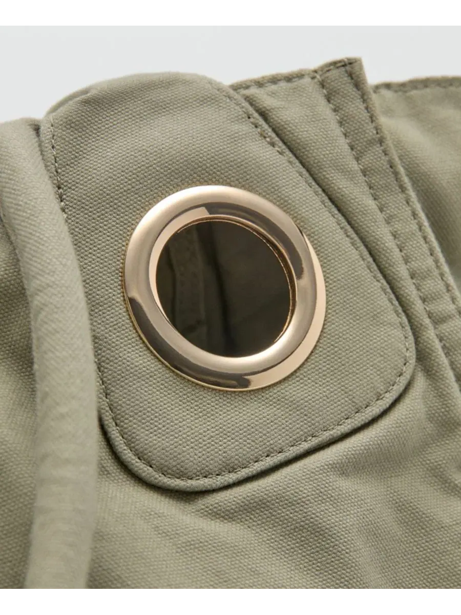 Сумка-шопер из хлопкового канваса с люверсами Eyelets Canvas Bag MANGO — изображение 4 из 9, бирюзовый
