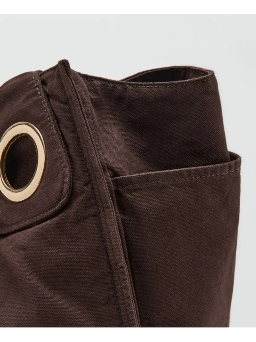 Сумка-шопер из хлопкового канваса с люверсами Eyelets Canvas Bag MANGO — изображение 7 из 9, бирюзовый