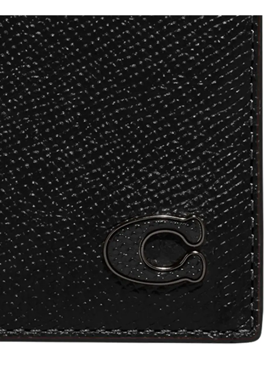 Мужской кожаный тонкий бумажник-бифолд COACH — изображение 3 из 3, черный