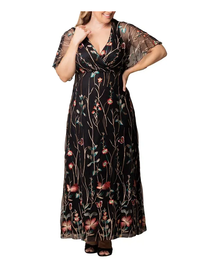 Вечернее платье с вышивкой Plus Size Embroidered Elegance Kiyonna — изображение 1 из 7, оникс
