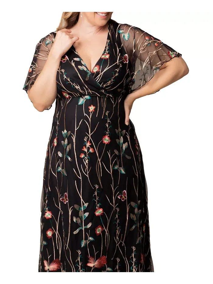 Вечернее платье с вышивкой Plus Size Embroidered Elegance Kiyonna — изображение 3 из 7, оникс