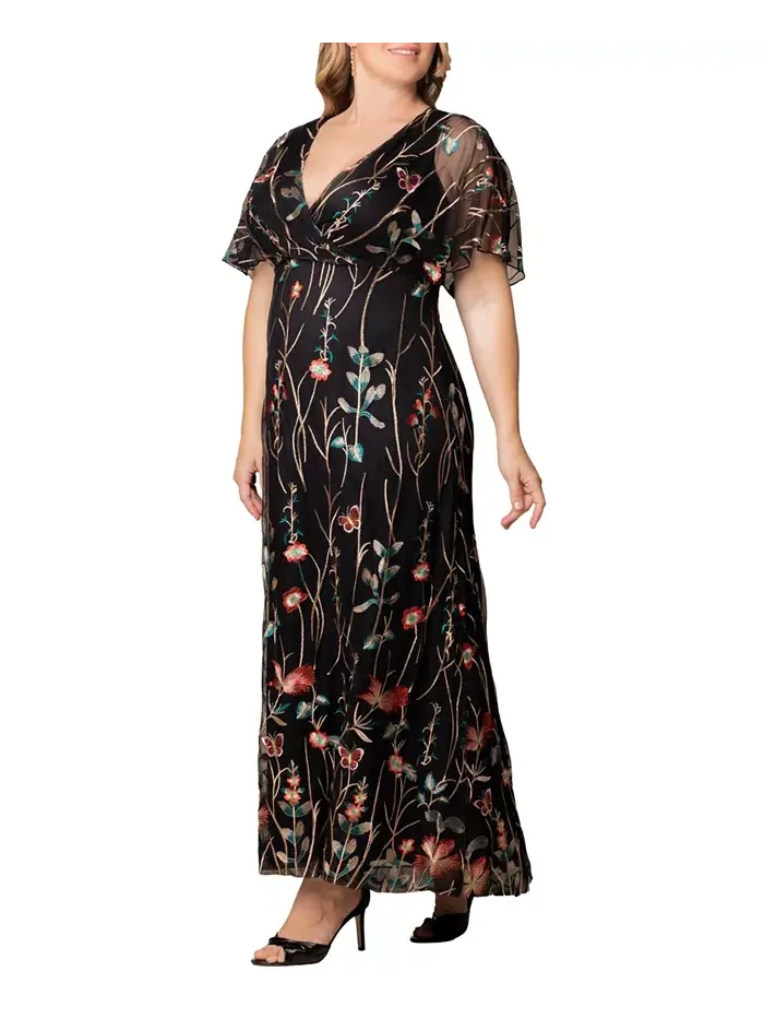 Вечернее платье с вышивкой Plus Size Embroidered Elegance Kiyonna — изображение 4 из 7, оникс