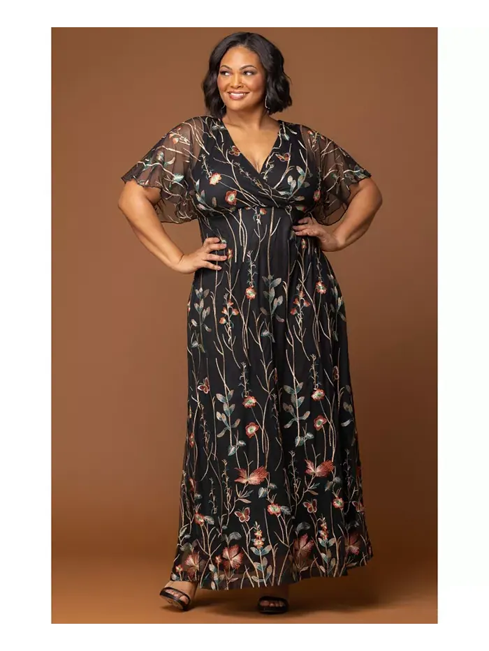 Вечернее платье с вышивкой Plus Size Embroidered Elegance Kiyonna — изображение 7 из 7, оникс