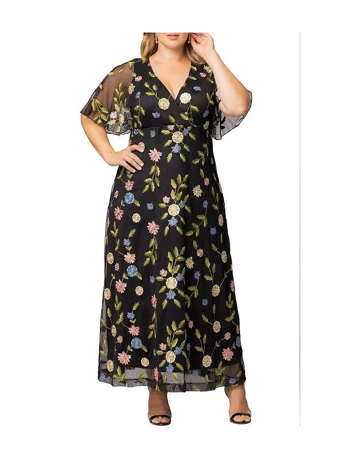 Вечернее платье с вышивкой Plus Size Embroidered Elegance Kiyonna — изображение 1 из 4, черный