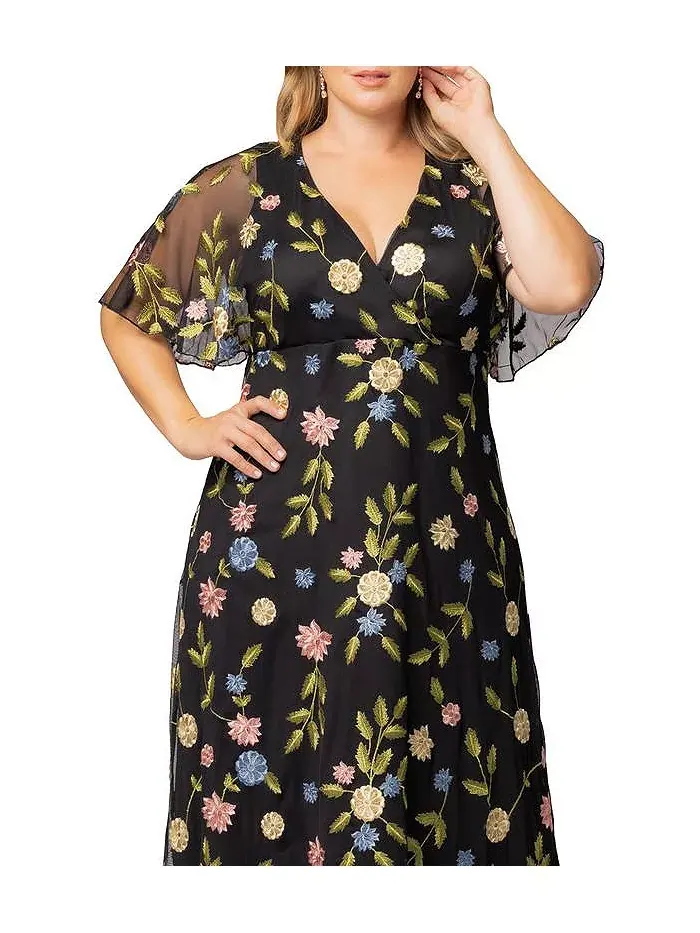 Вечернее платье с вышивкой Plus Size Embroidered Elegance Kiyonna — изображение 3 из 4, черный