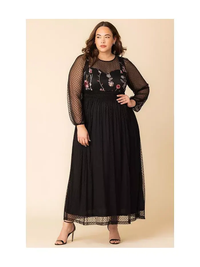 Вечернее платье Mystique Plus Size из микс-техники Kiyonna — изображение 5 из 7, красный