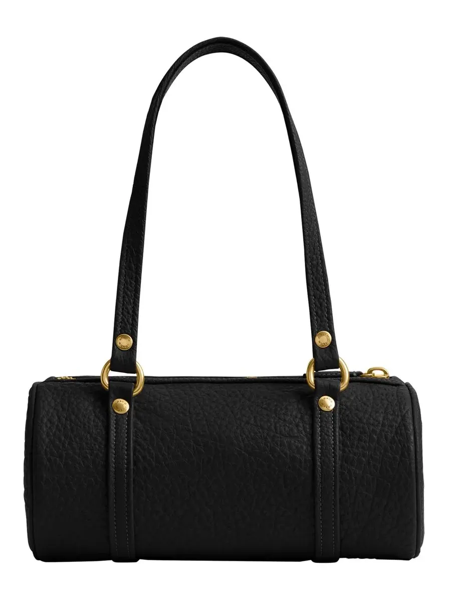 Сумка на плечо COACH Small Barrel из зернистой кожи с застежкой Kisslock — изображение 2 из 4, черный