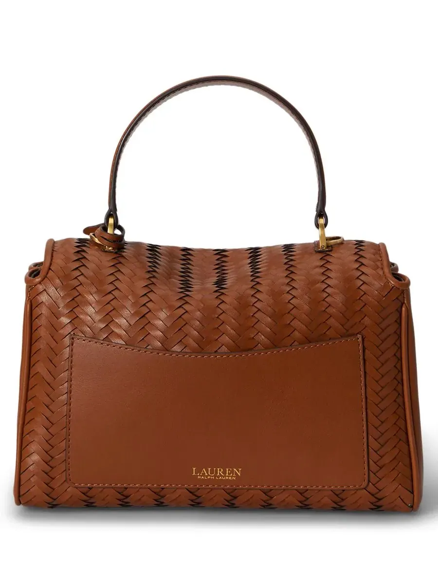 Сумка-седло Farrah Woven Leather Small Satchel Lauren Ralph Lauren — изображение 2 из 8, бежевый