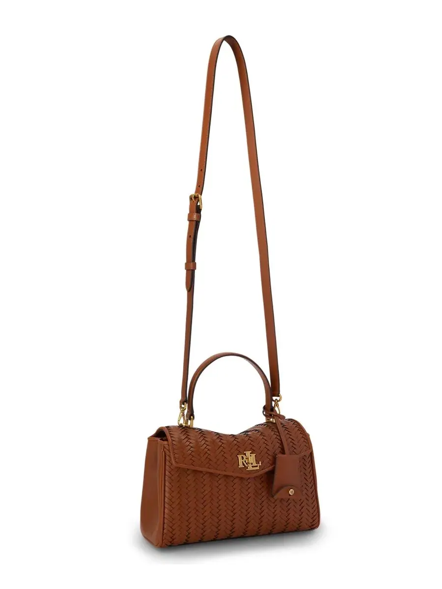 Сумка-седло Farrah Woven Leather Small Satchel Lauren Ralph Lauren — изображение 3 из 8, бежевый