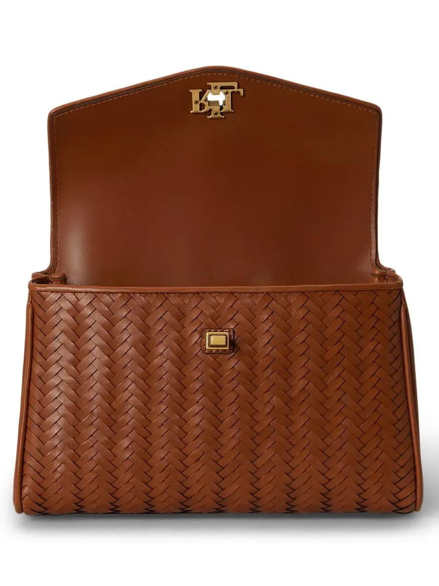 Сумка-седло Farrah Woven Leather Small Satchel Lauren Ralph Lauren — изображение 4 из 8, бежевый