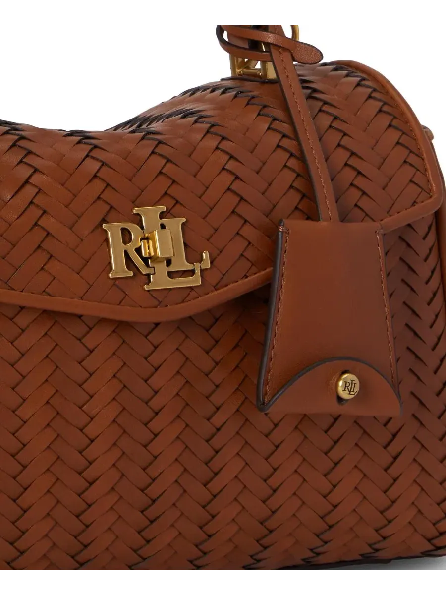 Сумка-седло Farrah Woven Leather Small Satchel Lauren Ralph Lauren — изображение 5 из 8, бежевый