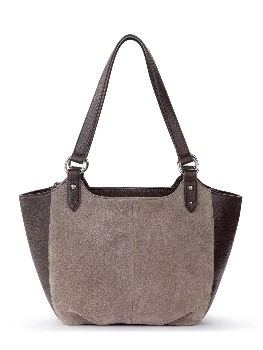 Сумка-шопер с ручной стежкой, модель Bolinas Leather Extra-Large Satchel The Sak — бежевый