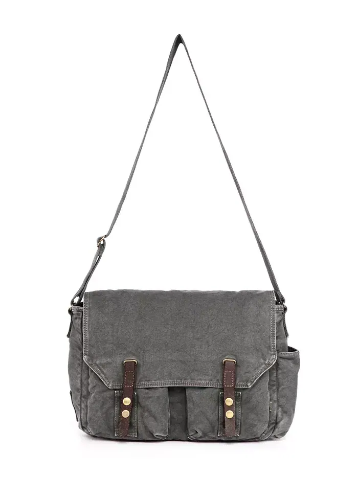 Сумка-мессенджер Coastal Canvas TSD BRAND — изображение 2 из 10, темный серый