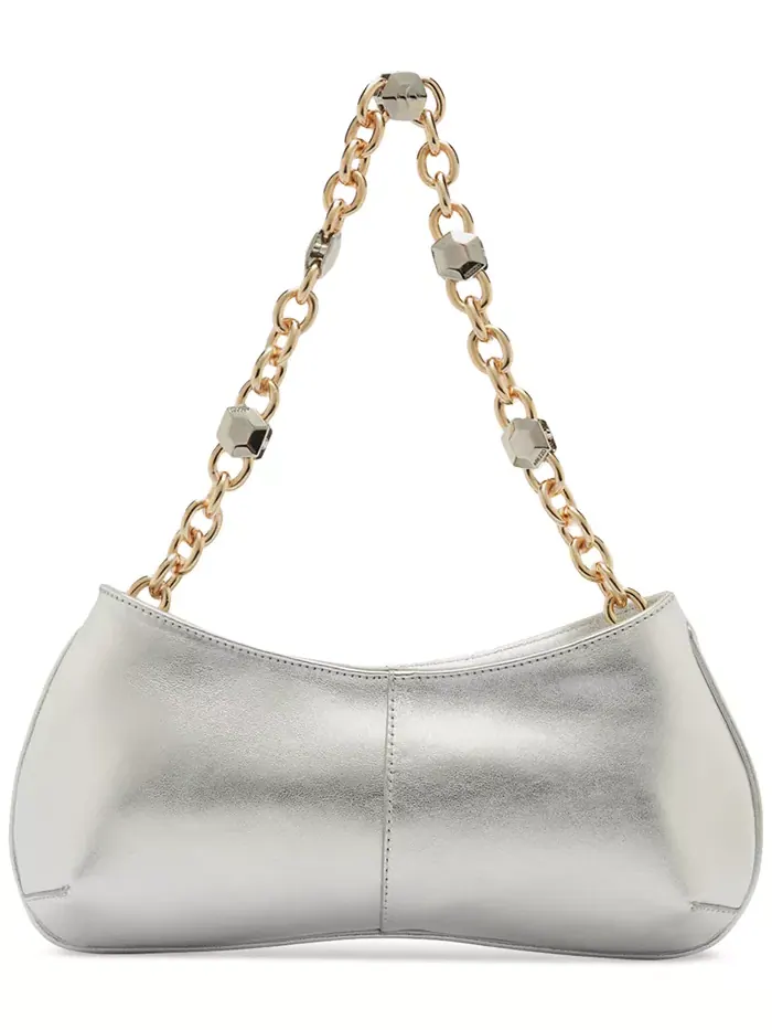 Сумка Luna Small Leather Baguette Arezzo — изображение 3 из 7, серебряный