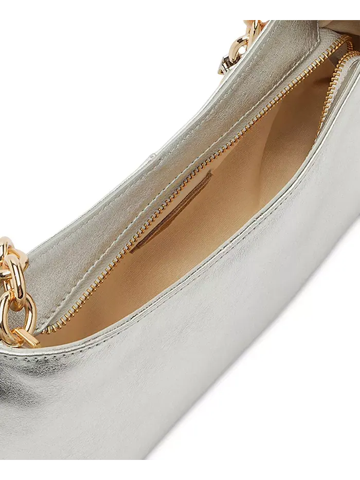 Сумка Luna Small Leather Baguette Arezzo — изображение 4 из 7, серебряный