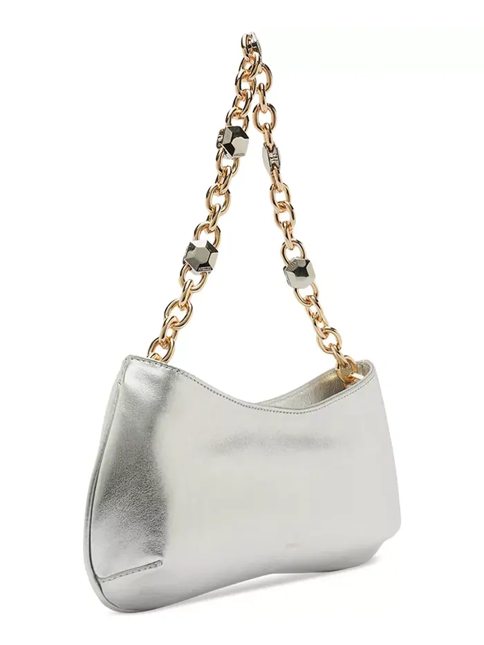 Сумка Luna Small Leather Baguette Arezzo — изображение 5 из 7, серебряный