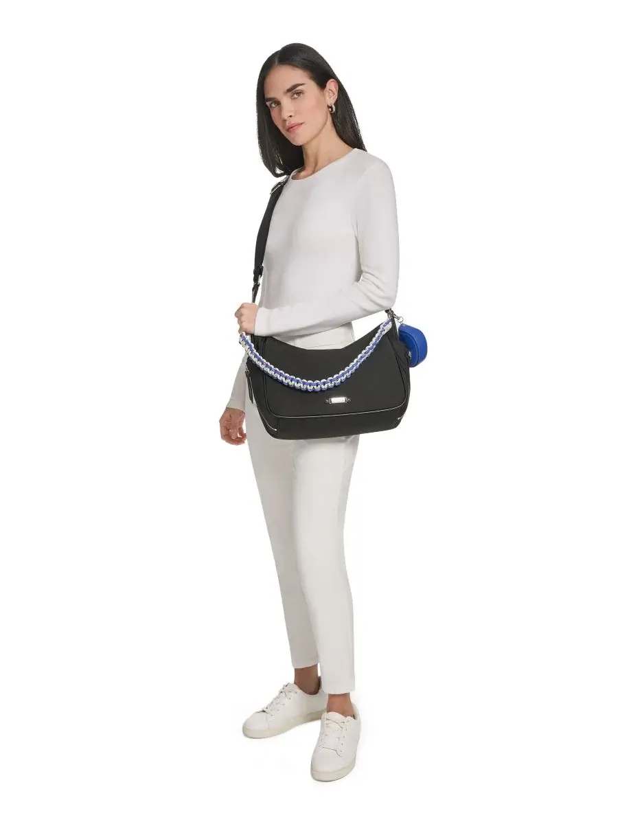 Сумка-хобо из нейлона средняя Zulle Nylon Medium Hobo Calvin Klein — изображение 3 из 5, черный/серебристый