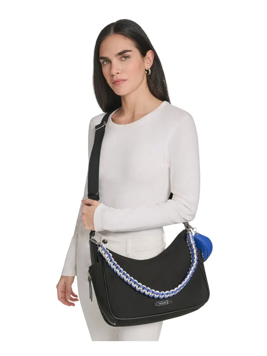 Сумка-хобо из нейлона средняя Zulle Nylon Medium Hobo Calvin Klein — изображение 5 из 5, черный/серебристый