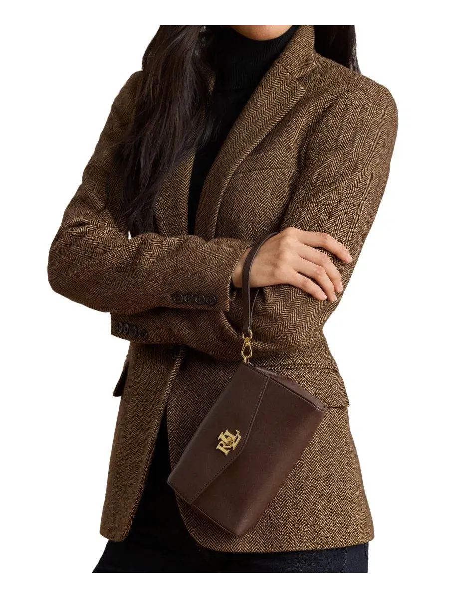 Кошелек-кроссбоди с цепочкой Turnlock Leather Wristlet Crossbody Lauren Ralph Lauren — изображение 2 из 7, коричневый