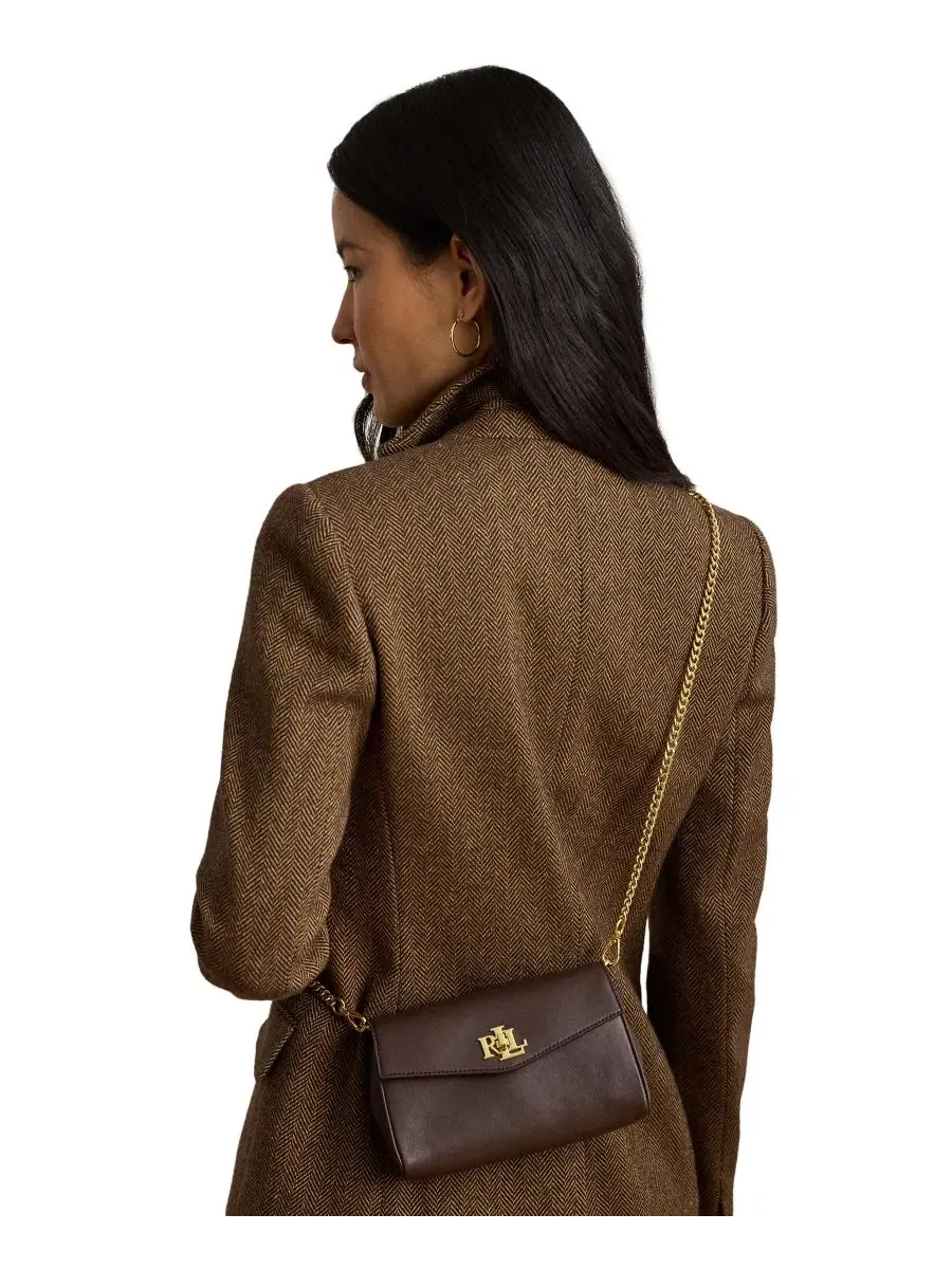 Кошелек-кроссбоди с цепочкой Turnlock Leather Wristlet Crossbody Lauren Ralph Lauren — изображение 3 из 7, коричневый