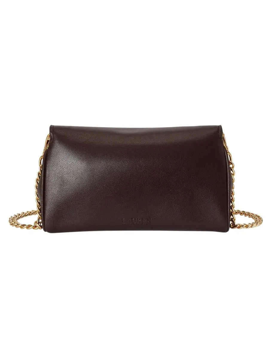 Кошелек-кроссбоди с цепочкой Turnlock Leather Wristlet Crossbody Lauren Ralph Lauren — изображение 4 из 7, коричневый