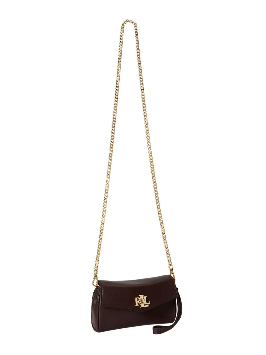 Кошелек-кроссбоди с цепочкой Turnlock Leather Wristlet Crossbody Lauren Ralph Lauren — изображение 5 из 7, коричневый