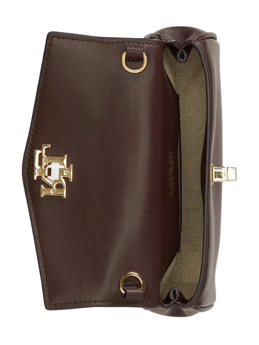 Кошелек-кроссбоди с цепочкой Turnlock Leather Wristlet Crossbody Lauren Ralph Lauren — изображение 6 из 7, коричневый