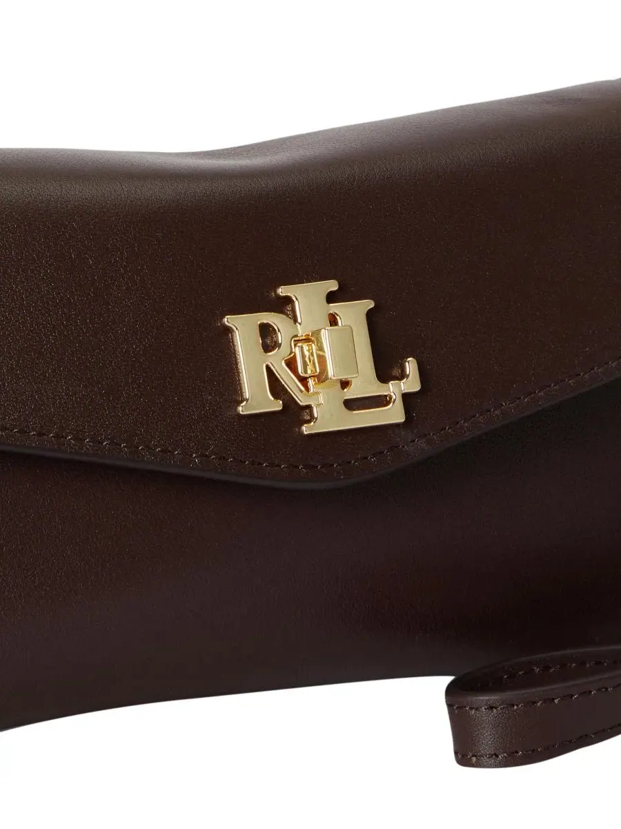 Кошелек-кроссбоди с цепочкой Turnlock Leather Wristlet Crossbody Lauren Ralph Lauren — изображение 7 из 7, коричневый