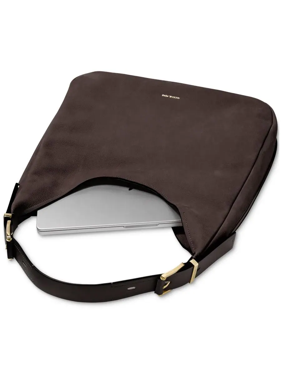 Сумка большая через плечо кожа (тело и отделка) Michael Kors Nolita Nubuck Hobo — изображение 2 из 3, шоколад