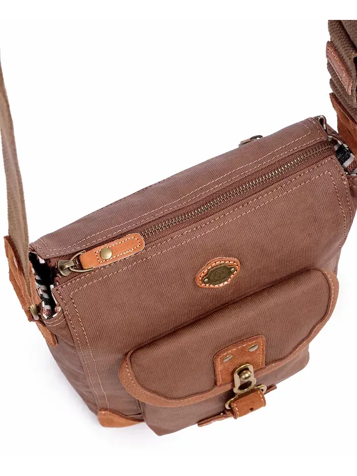 Сумка через плечо Dolphin Canvas TSD BRAND — изображение 8 из 10, коричневый/бежевый