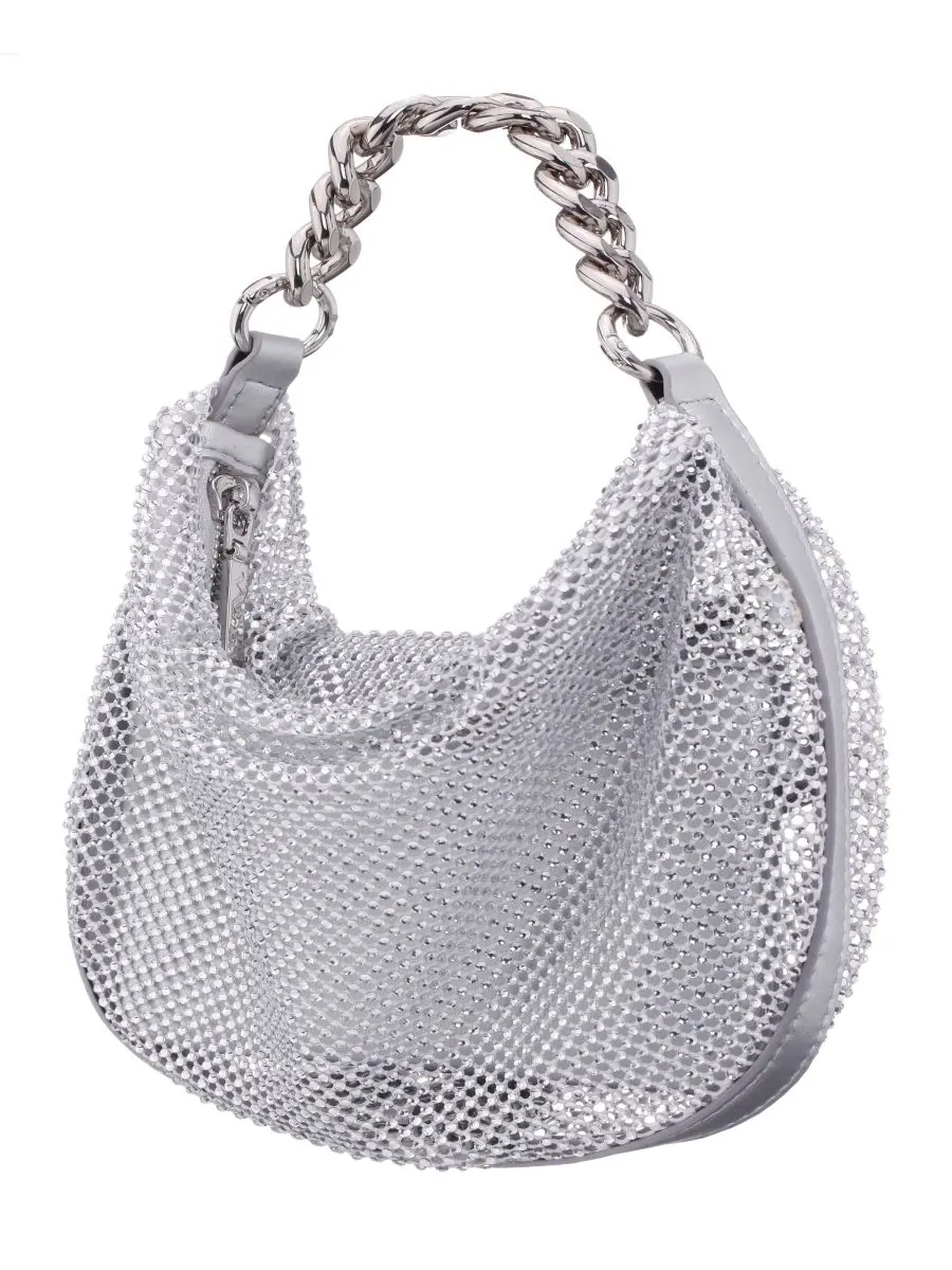 Сумка-хобо из сетчатой ткани с застежкой-молнией Crystal Mesh Nina — изображение 1 из 6, серебряный