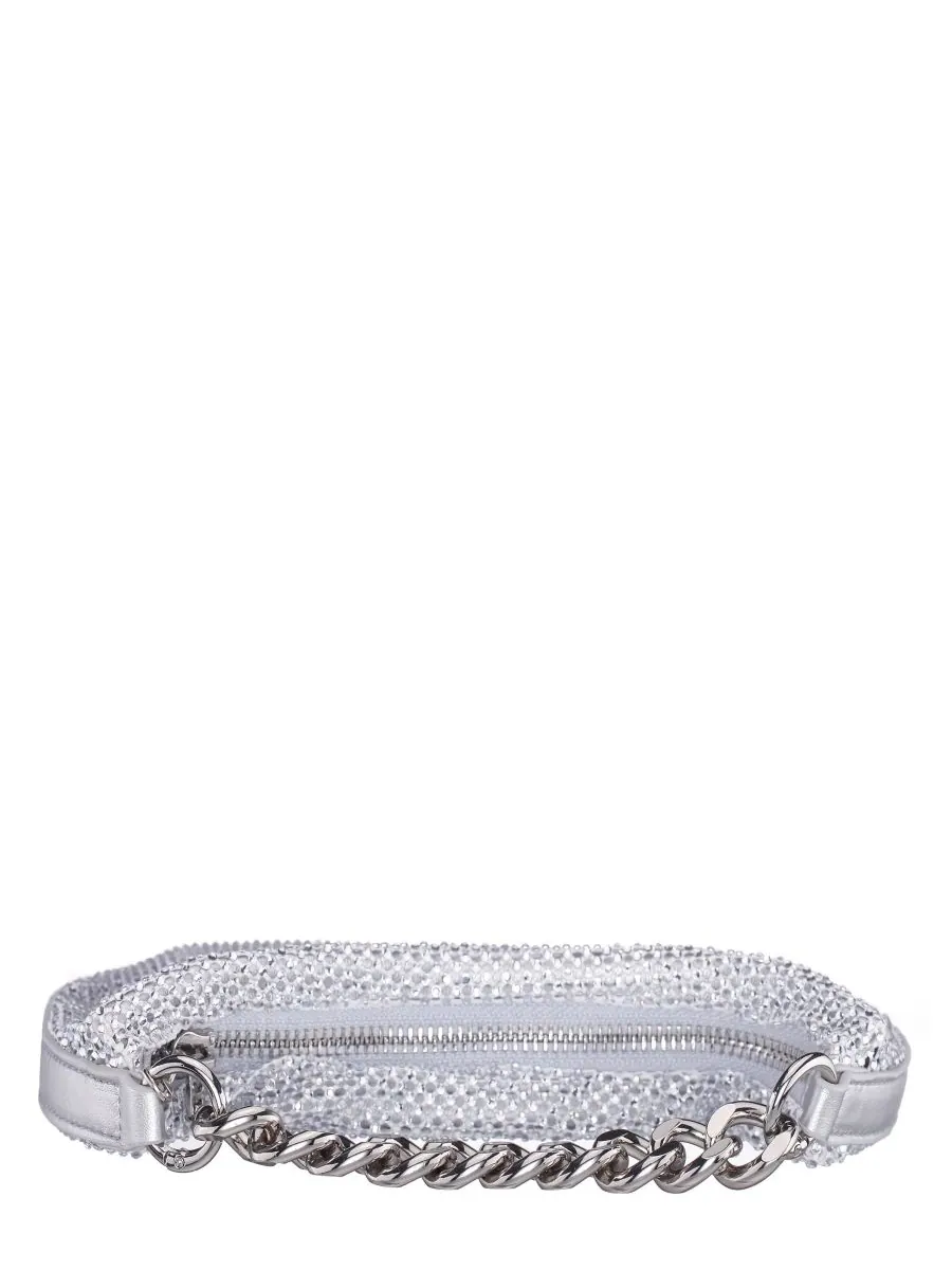 Сумка-хобо из сетчатой ткани с застежкой-молнией Crystal Mesh Nina — изображение 4 из 6, серебряный