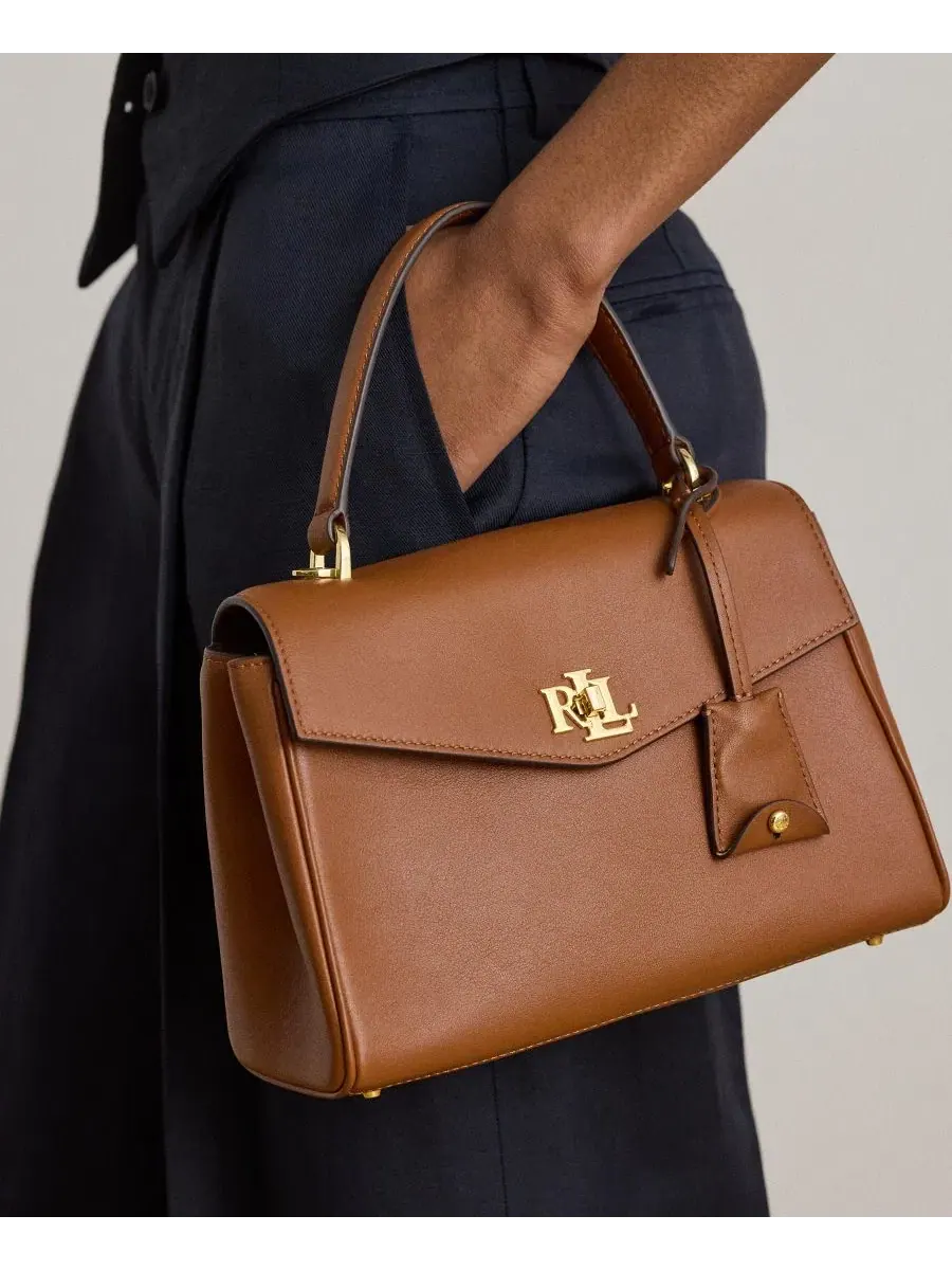 Сумка-шопер Farrah Leather Small Satchel Lauren Ralph Lauren — изображение 7 из 7, бежевый