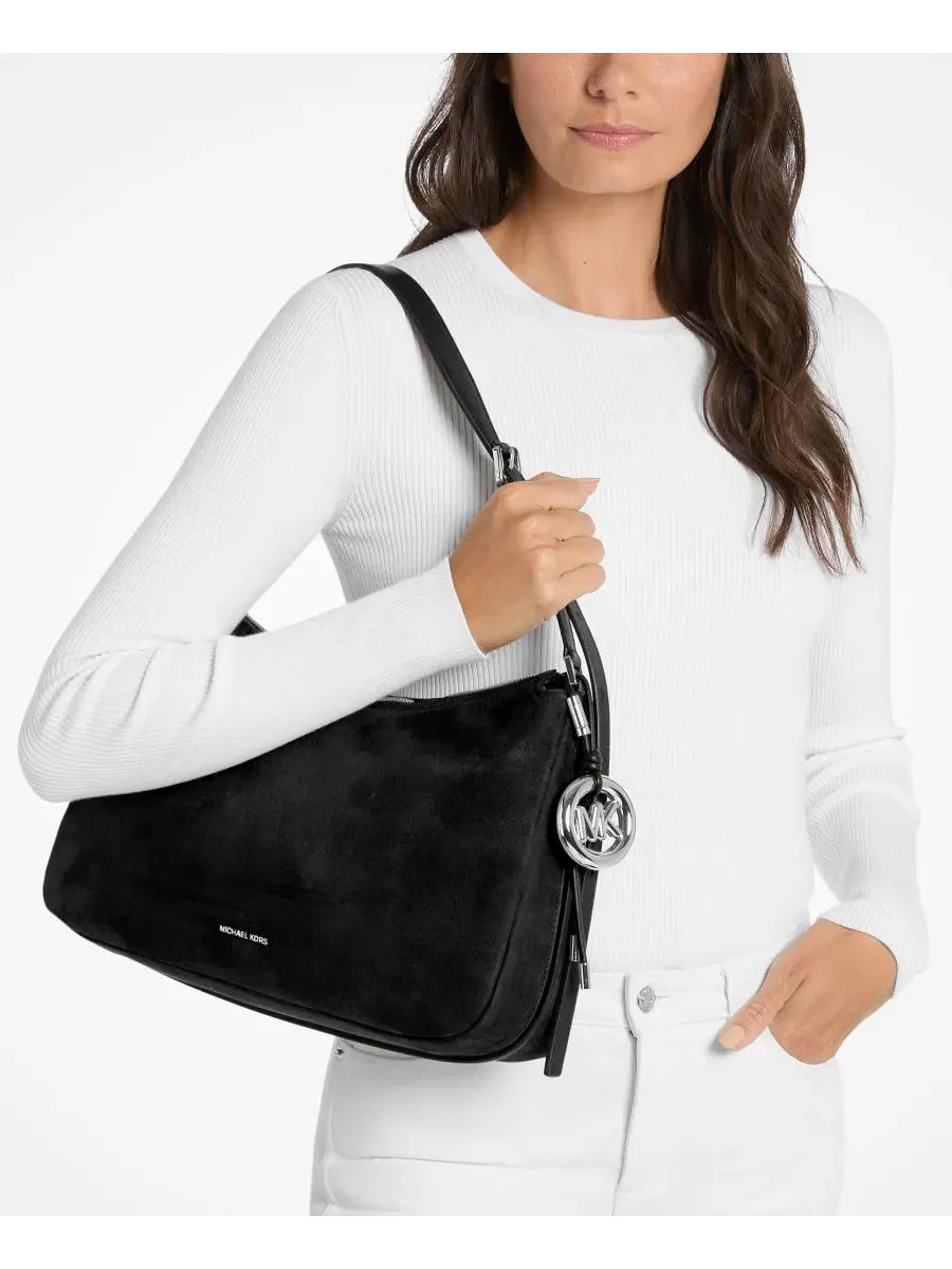 Сумка женская средняя шоппер Michael Kors Nolita Nubuck Convertible — изображение 3 из 3, черный/серебристый