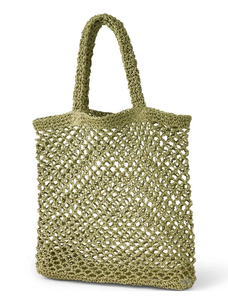 Сумка-шопер с открытым плетением, модель Openweave Straw Bag Lands' End — изображение 1 из 3, винтажный зеленый