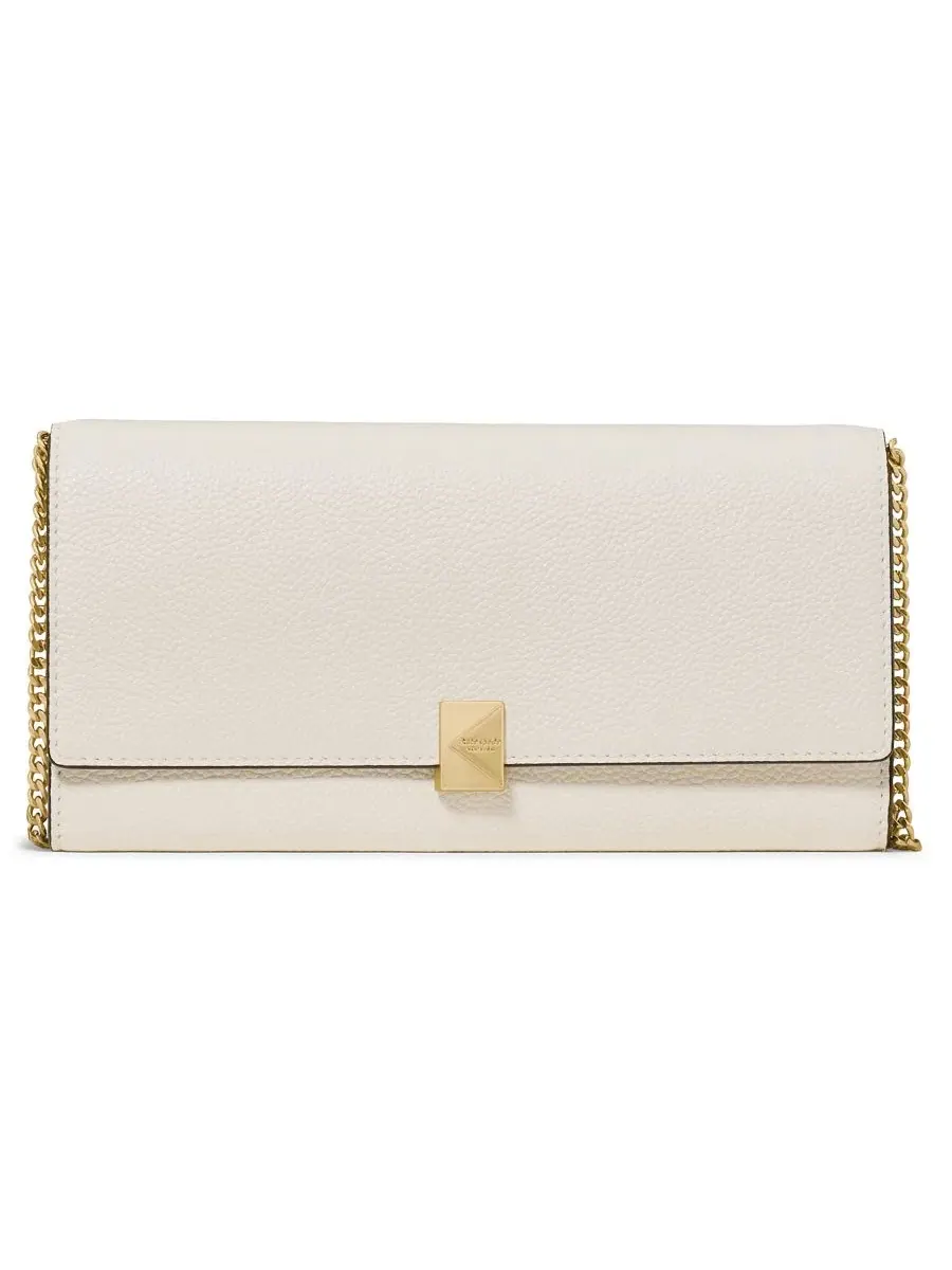 Кошелек на цепочке с декором Deco-K, кожаный kate spade new york — изображение 1 из 5, бежевый