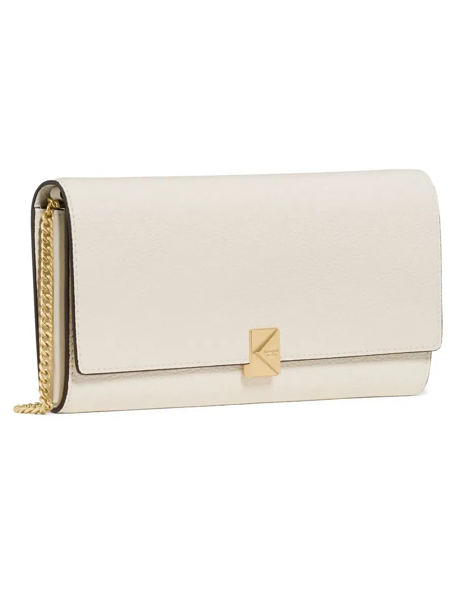 Кошелек на цепочке с декором Deco-K, кожаный kate spade new york — изображение 3 из 5, бежевый