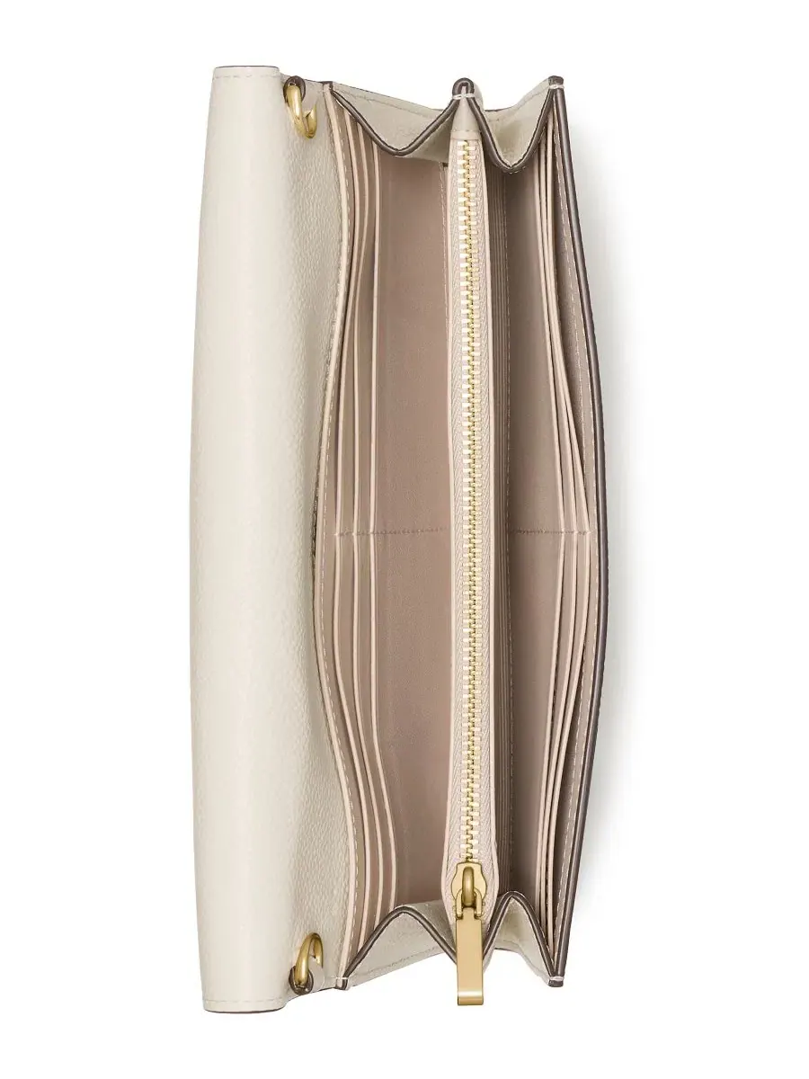 Кошелек на цепочке с декором Deco-K, кожаный kate spade new york — изображение 4 из 5, бежевый