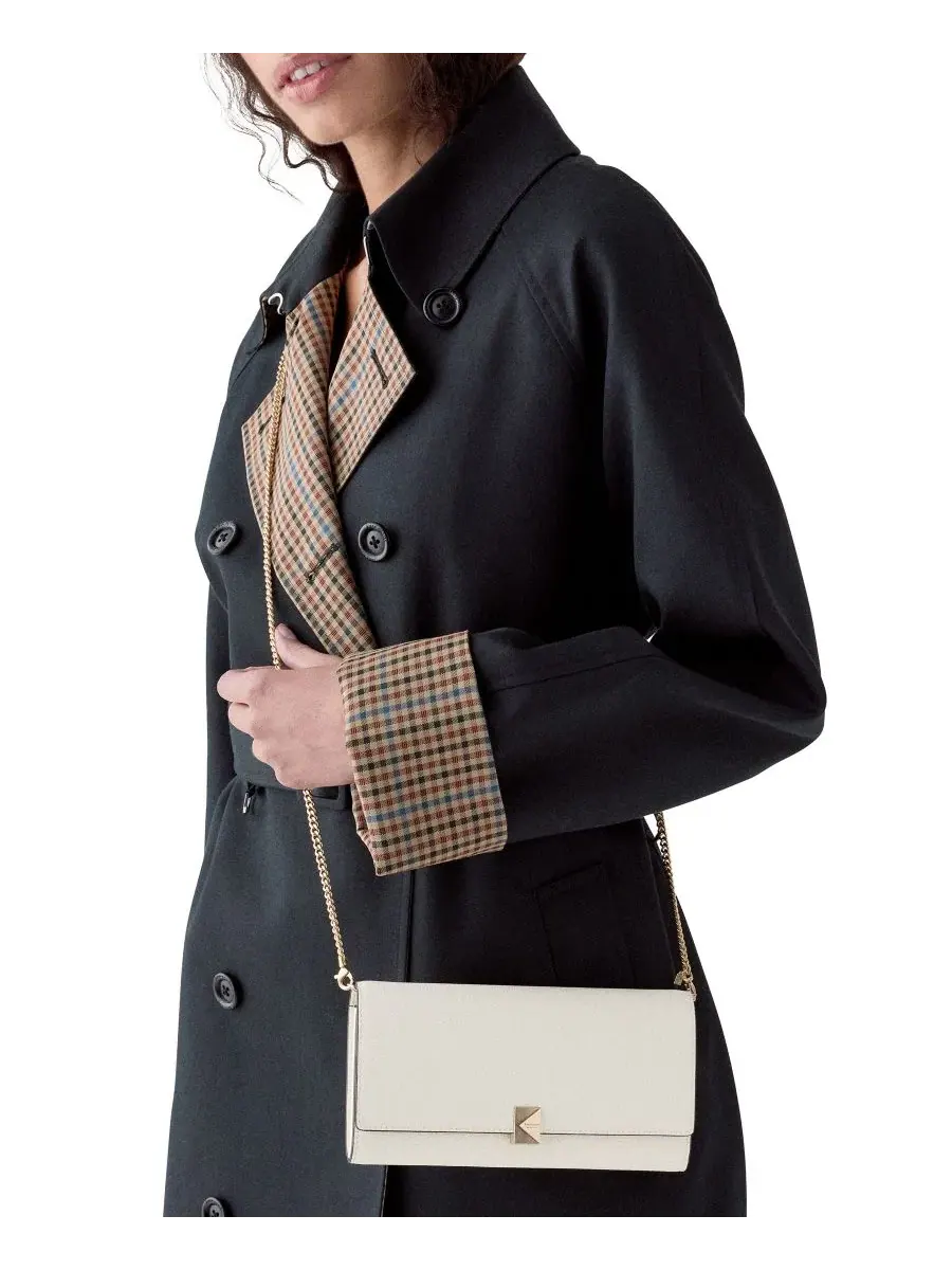 Кошелек на цепочке с декором Deco-K, кожаный kate spade new york — изображение 5 из 5, бежевый