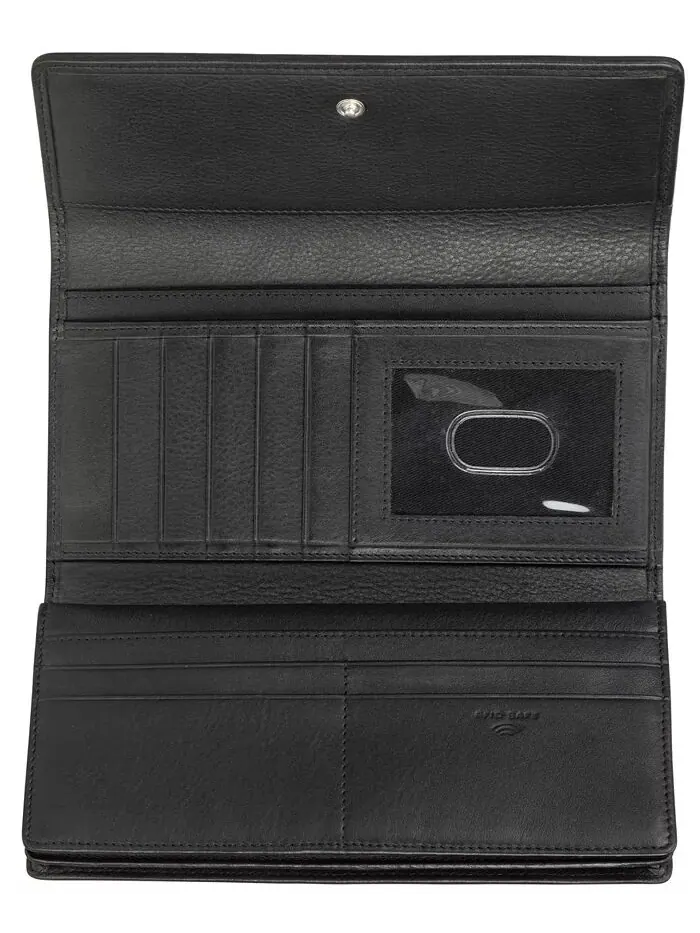 Женская коллекция Basket Weave, кошелек с защитой RFID, четверного сложения Mancini — изображение 4 из 6, черный