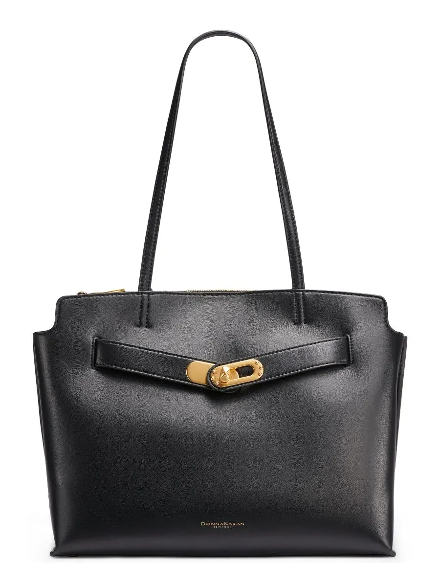 Большая сумка-тоут Bridgehampton с магнитной застежкой Donna Karan New York — изображение 1 из 5, черный/золотистый