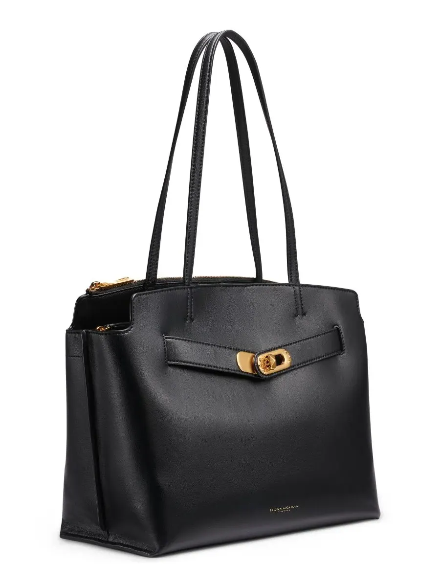 Большая сумка-тоут Bridgehampton с магнитной застежкой Donna Karan New York — изображение 3 из 5, черный/золотистый
