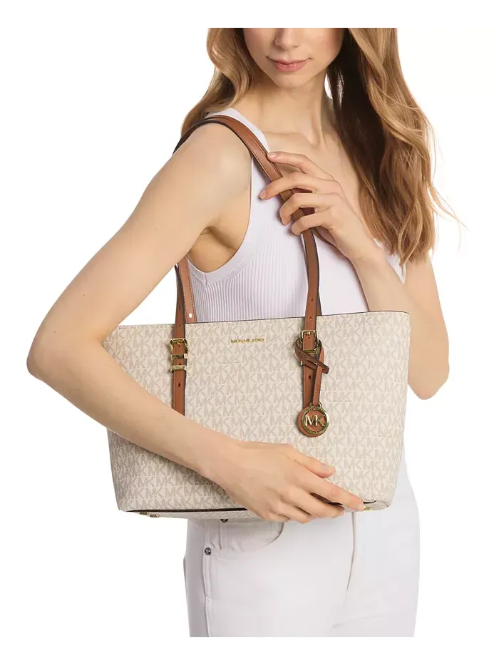 Сумка женская средняя тоут Michael Kors Quinn East West — изображение 2 из 3, ваниль/орех