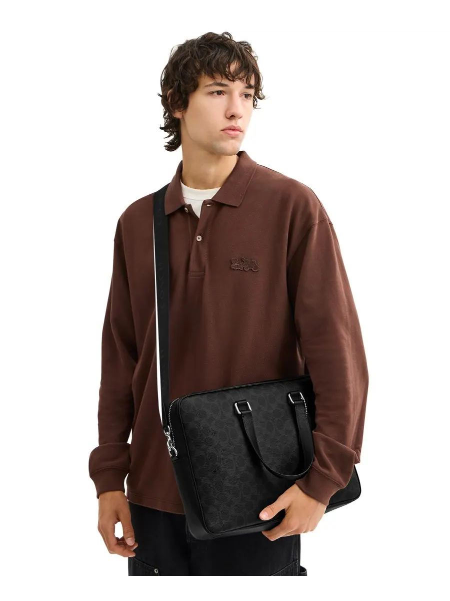 Мужская сумка для ноутбука Caden Brief Signature Coated Canvas COACH — 5