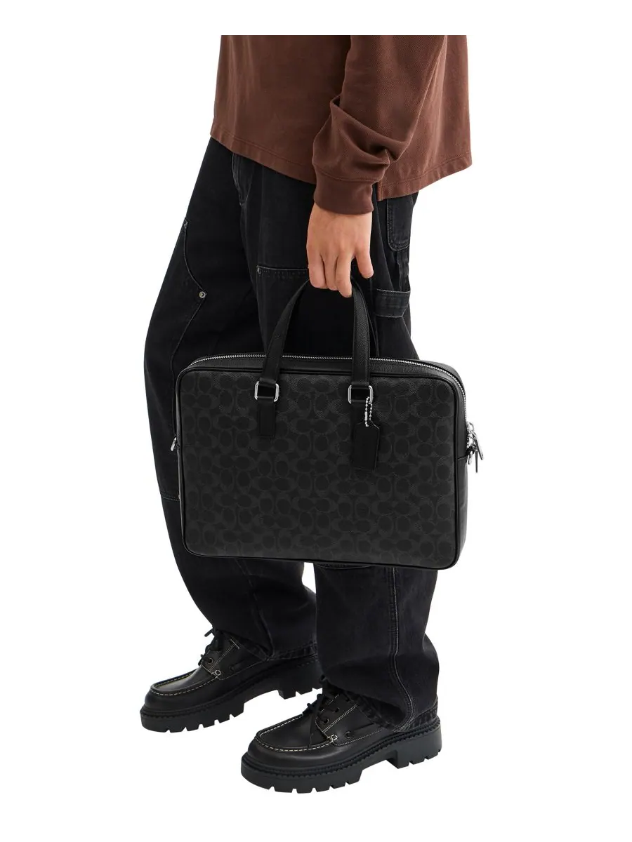 Мужская сумка для ноутбука Caden Brief Signature Coated Canvas COACH — 6