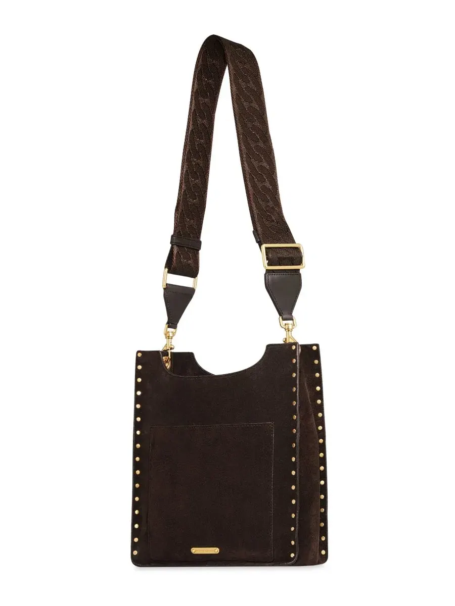 Сумка через плечо Darren Medium Suede Feed из замши Rebecca Minkoff — изображение 2 из 3, коричневый