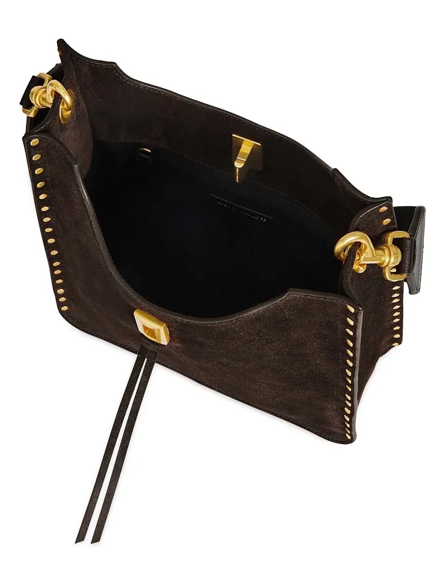 Сумка через плечо Darren Medium Suede Feed из замши Rebecca Minkoff — изображение 3 из 3, коричневый