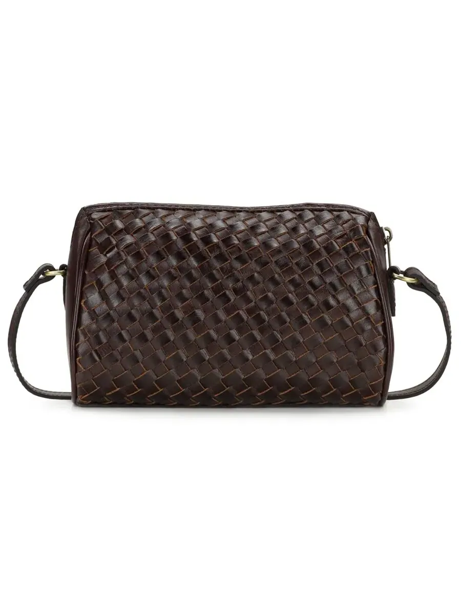 Маленькая плетеная кожаная сумка через плечо Romy Patricia Nash — изображение 2 из 5, шоколад